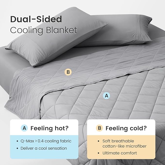 Cozy Bliss Cooling Blanket for Hot Sleepers, Q-Max 0.4 Cooling Comfort King Size, Cold Blankets for Night Sweats Sleeping, Ultra-Cool Lightweight Breathable Summer Blanket for Bed