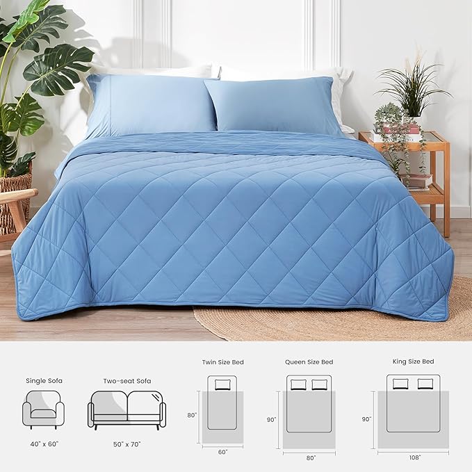 Cozy Bliss Cooling Blanket for Hot Sleepers, Q-Max 0.4 Cooling Comfort Throw Twin Size, Cold Blankets for Night Sweats Sleeping, Ultra-Cool Lightweight Breathable Summer Blanket for Bed Travel