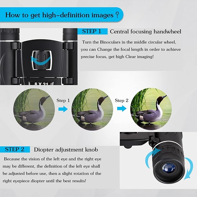 8x21 Mini Compact Pocket Binoculars, Lightweight Foldable Easy Focus Small Binoculars for Adults Kids Bird Watching,Opera Concert, Travel, Hiking, Outdoor Scenery, Football Game