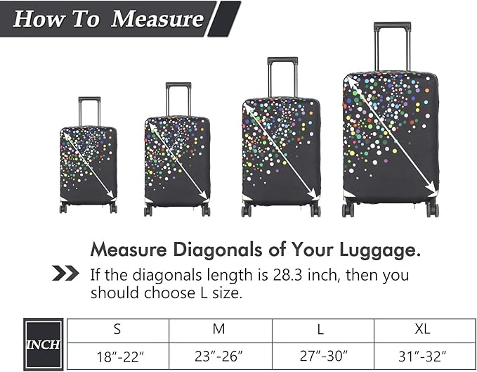HYPER VENTURE Washable Luggage Cover - Fashion Suitcase Protector Fits 27-30 Inch Luggage (Color Dots, L)