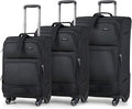 Hanke 3 Piece luggage Sets Softside Expandable luggage with Spinner Wheels TSA Lock,Travel Lightweight Luggage Sets,Black