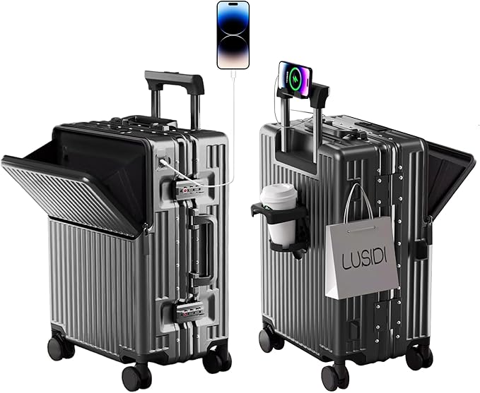 Zipperless Luggage, 22x14x9 Aviation Certified, Polycarbonate Aluminum Hardshell, Expandable Carry-On Luggage with Spinner Wheels, Hardshell Luggage, 20 Inch Cabin
