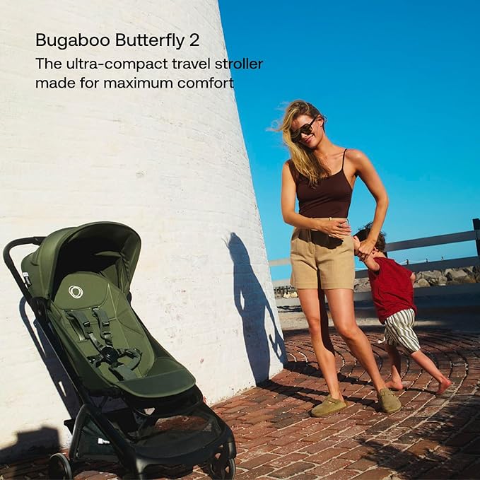 Bugaboo Butterfly 2 Travel Stroller, Ultra-Compact One-Second Fold, Lightweight and Airplane-Friendly (Green)