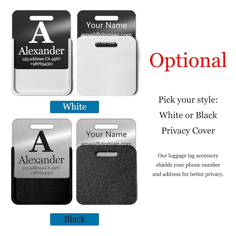 Customized Stainless Steel Luggage Tags: Personalize Your Suitcases, Backpacks, and Bags with Your Text - Custom Initial Text Name ID,Number(4 Pack)