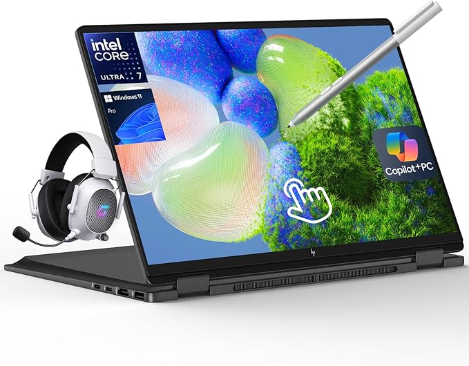 HP OmniBook X Flip 16 2-in-1 Laptop: 16" FHD+ Touchscreen, Intel Core Ultra 7 (NPU 47 Tops), 16GB RAM, 2TB SSD, Intel Arc 140V GPU, Copilot+ PC, Eclipse Gray, W/Pen Accessories, Windows 11 Pro