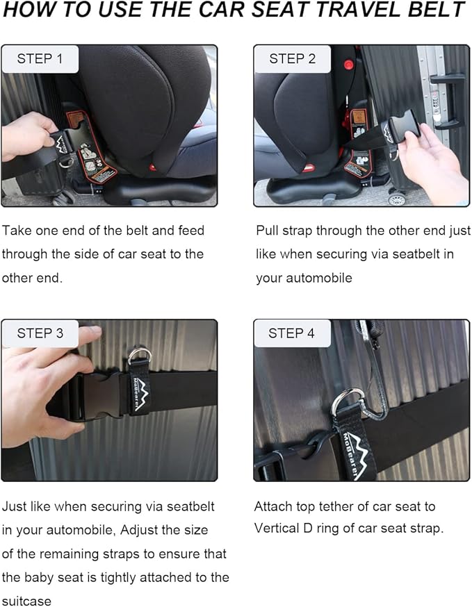 Car Seat Travel Belt to Suitcase,Car Seat Travel Strap to Convert Kid Car Seat and Carry-on Luggage into an Airport Car Seat Stroller,Safe Travel Solution for Transport