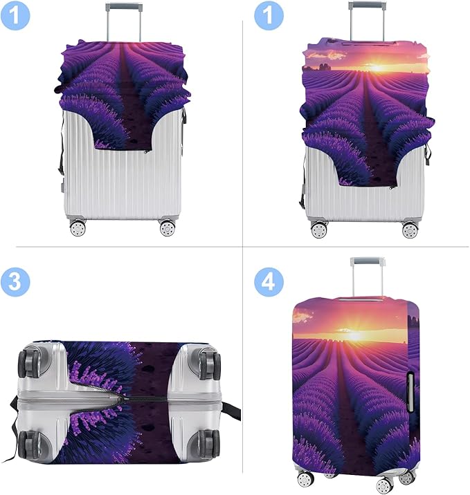 Luggage Cover Washable Suitcase Protector Anti-Scratch,Stretchable Fit for 20-34Inch Luggage Durable Travel Bag Cover with Zipper Closure (Lavender, L(fits 28-30Inch suitcase))
