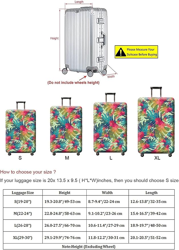 Travel Luggage Cover, Suitcase Protector Bag Fits 22-24 Inch Luggage Colorfulmaple
