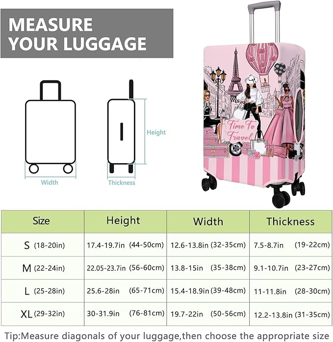 Travel Luggage Cover Suitcase Protector Fits 18-32 Inch Wheel Covers PatternedTravel Related Items Flower Luggage Protector Elastic S
