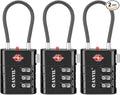 ANVIL TSA Approved Luggage Locks – High Security TSA008 Combination Travel Locks with Inspection Indicator for Suitcases and Backpacks. (3, Black)