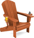 SERWALL Adirondack Chair with Cup Holders - Composite Adirondack Chairs HDPE Outdoor Chairs All Weather Use- Orange
