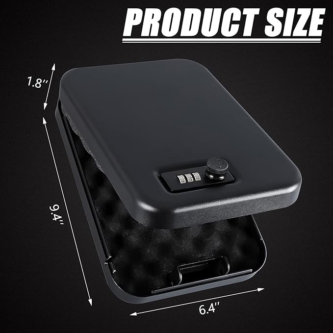 Dalmbox Gun Safe for Pistols Small Handgun Lock Box with Combination Lock Portable Travel Pistol Safe for Car, Home, Travel