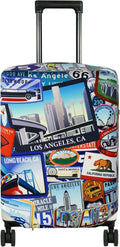 HYPER VENTURE Washable Luggage Cover - Fashion Suitcase Protector Fits 27-30 Inch Luggage (Travel Location, L)