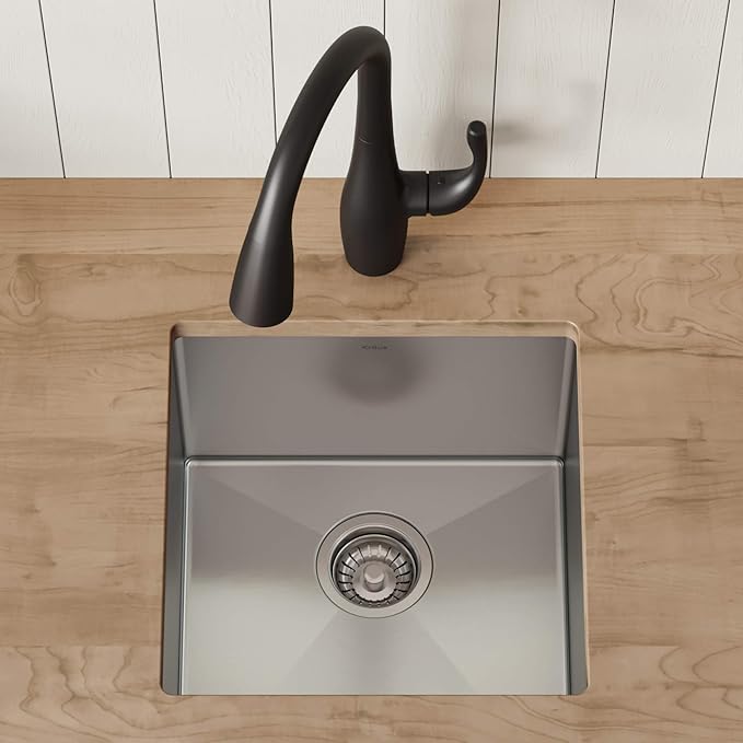 Kraus Kitchen Sink - Kraus Standart Pro 17-Inch Undermount Single Bowl, 16 Gauge Stainless Steel Kitchen Sinks, KHU101-17