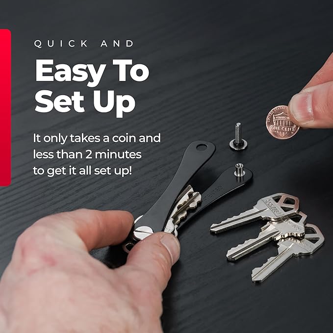 KEYSMART Key Holder for Keychain - Compact Key Organizer for Key Chain, Minimalist Clutter-Free EDC Keychains Key Ring, Black, 14 Keys