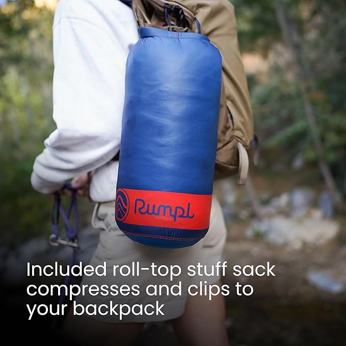 Rumpl Original Puffy Blanket - Warm, Water-Resistant Camping Blanket with 100% Recycled Synthetic Insulation, 52"x75", Original Puffy V2, Deepwater