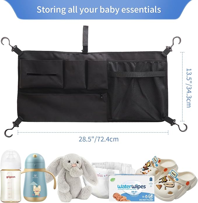 Stroller Wagon Cargo Net for WONDERFOLD Wagon Accessories (Compatible with All W-Series Models), Foldable Mesh Cargo Nets Organizer Bag with Sorting Pockets for Large Storage Space