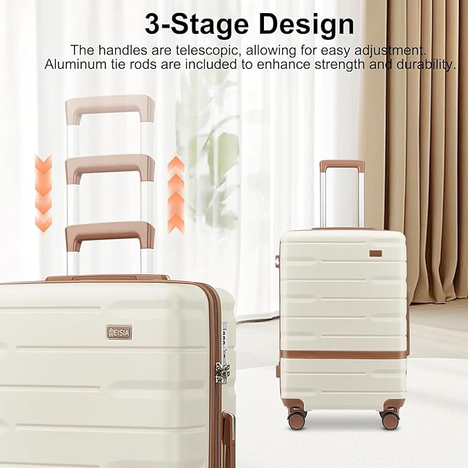 Carry On Luggage 3 Piece Lightweight Travel Luggage Set,22x14x9 Airline Approved,YKK Zippers Expandable Hard Shell Suitcase with Spinner Wheels TSA Lock (Navy, 3 Piece Sets (20/DB/TB))