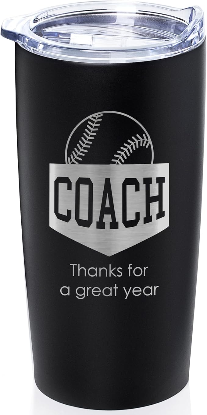 Lifetime Creations Engraved Baseball Coach Tumbler: Baseball Coach Gifts, Baseball Coach Thank You Gift Ideas, Appreciation Gift, Insulated Stainless Steel (Matte Black, 20 Ounce Travel Mug)