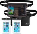 AiRunTech Waterproof Dry Bag and Waterproof Cell Phone Bag for Outdoor Water Sports, Boating, Hiking,Kayaking,Fishing (2 * Phone case(Clear) + 2 * Fanny Pack(Black+Gray))