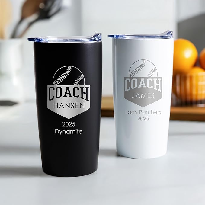 Lifetime Creations Custom Softball Coach Tumbler - Sotfball Coach Gifts for Men, Best Coach, Thank You Coaches, Softball Senior Night Gifts (Matte Black 20 Ounce Cup)