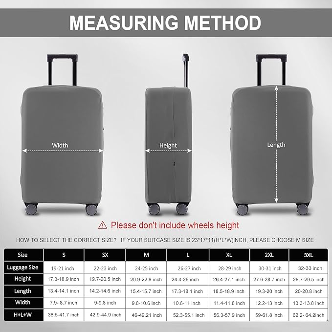 Travel Luggage Cover Suitcase Protector Scratch-Resistant Fit 19-31 Inch Suitcase, Not Included Suitcase (Slate Gray, L(26-27 inch))