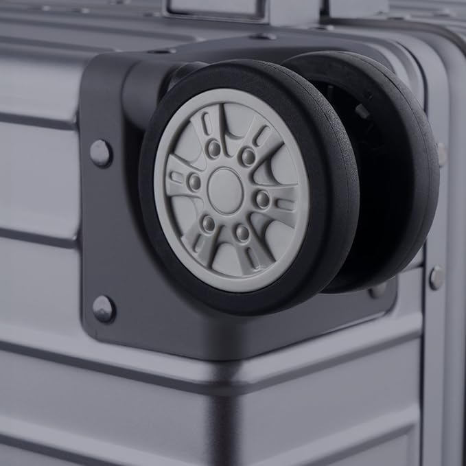 TRAVELKING All Aluminum Carry On Luggage Zipperless Hard Shell Luggage Case with TSA Lock Spinner Alloy Metal Suitcase (Grey, 20")