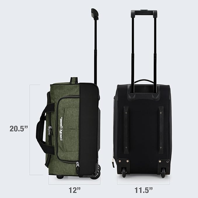 Pacific Gear Rolling Duffel Bag with Wheels, Luggage, Hockey, Sports, XL, Rollers, Heavy Duty 21"