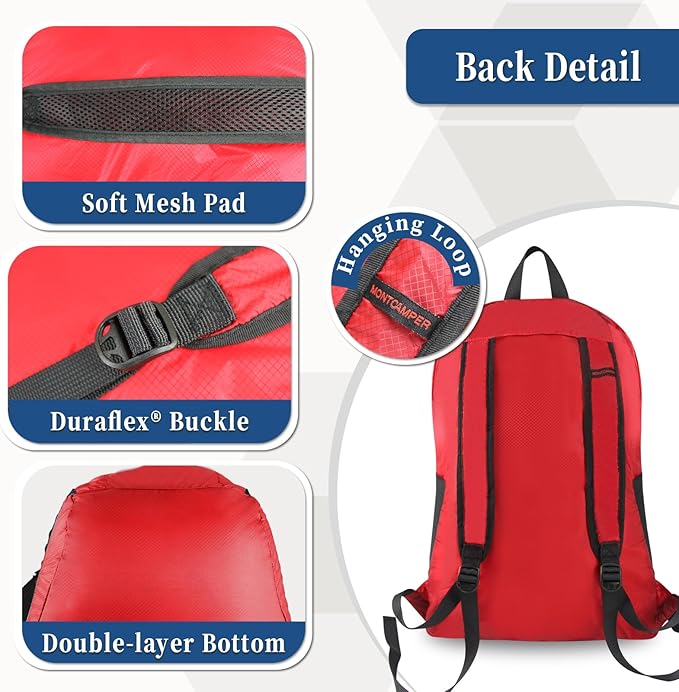 Hiking Daypack - Lightweight & Water-Resistant Portable Backpack for Travel, Camping, Outdoor Adventures(25L, red)