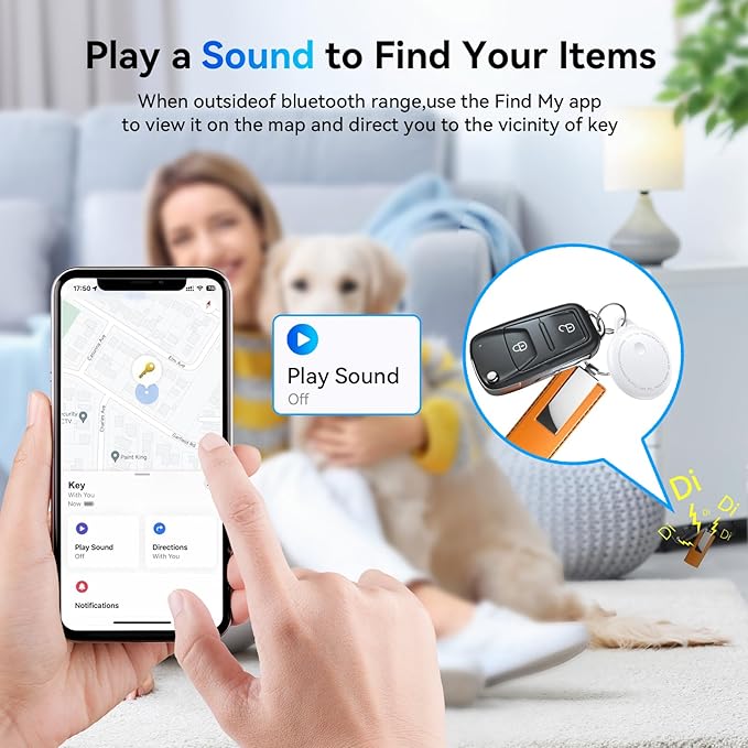 Tags-4 Pack, Smart Bluetooth Tracker Work with Apple Find My, Key Finders and Find My Tracker, Game Changer Waterproof Smart Tag with Key Ring GPS Tracker Tag for Keys/Luggage/Wallet (White)