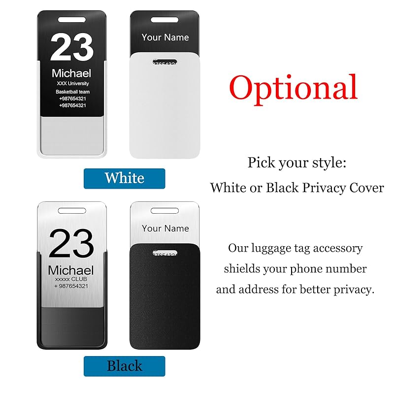 Customized Stainless Steel Luggage Tags: Personalize Your Suitcases, Backpacks, and Bags with Your Text - Custom Initial Text Name ID,Number 2"x3.3"(2 Pack)