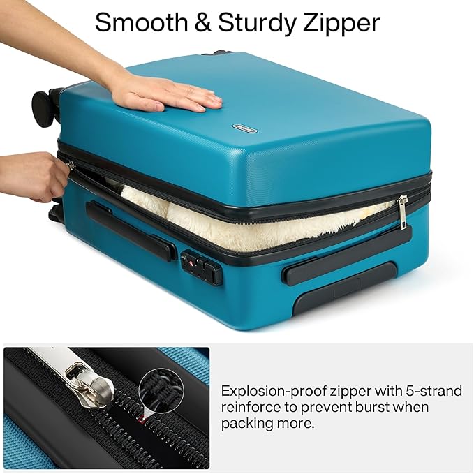 Hanke 20 Inch Hard Shell Suitcases with Spinner Wheels, Lightweight Carry On Luggage 22x14x9 Airline Approved Built-in TSA Lock, Durable Suitcase Rolling Luggage Carry-On Bag(Caribbean Blue)