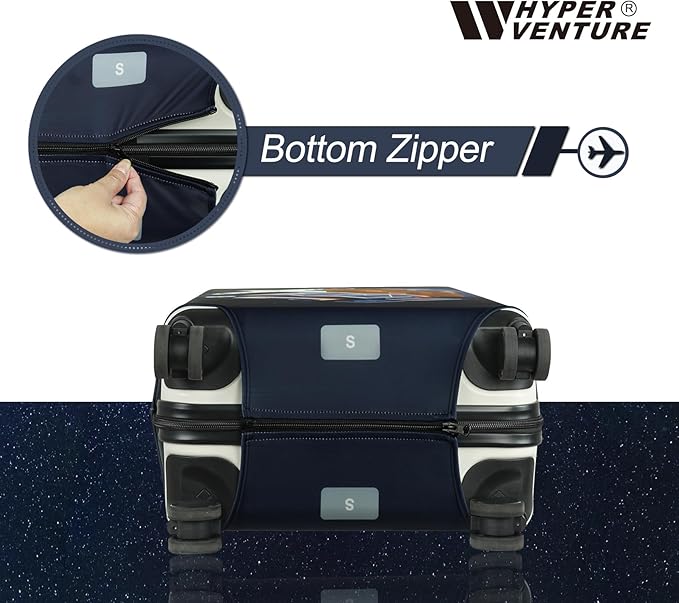 HYPER VENTURE Washable Luggage Cover - Fashion Suitcase Protector Fits 23-26 Inch Luggage (Journey, M)