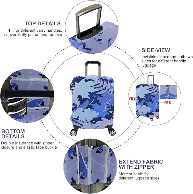 Travel Luggage Cover, Suitcase Protector Bag Fits 22-24 Inch Luggage Bluemaple