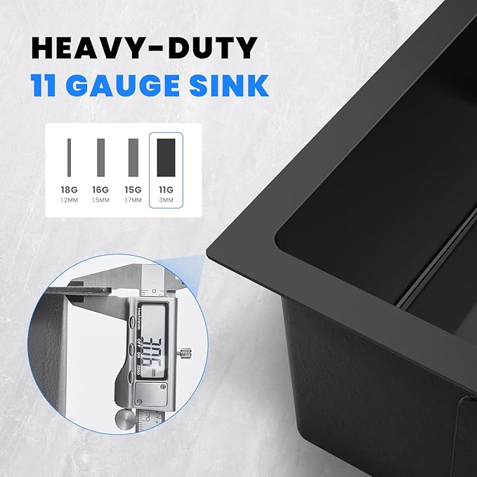 POPFLY Kitchen Sink, 15×17 Inch Drop In Black Small Kitchen Sinks, 18 Gauge Stainless Steel Bar Prep Rv Single Bowl Utility Sink, Fregaderos De Cocina Modernos