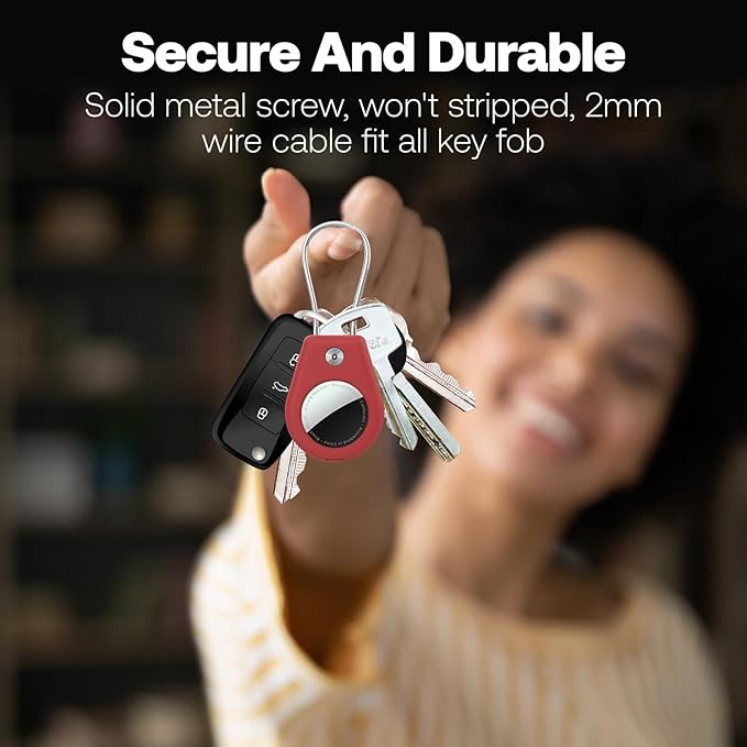 4 Pack Protect Case Compatible with Apple AirTag, Secure GPS Tracker Holder with Wire Cable Shockproof & Anti-Theif Suitable for Keychain, Keys, Luggage, Bags and Kids