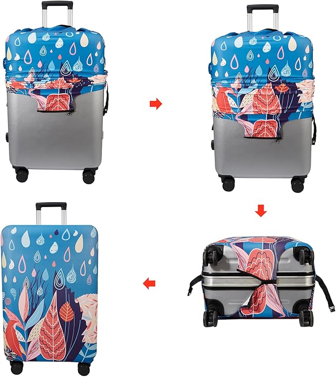 WUJIAONIAO Travel Luggage Cover Baggage Suitcase Cover Protector Skins 18-32 Inch (rainy season, XL (for 29-32 inch luggage))