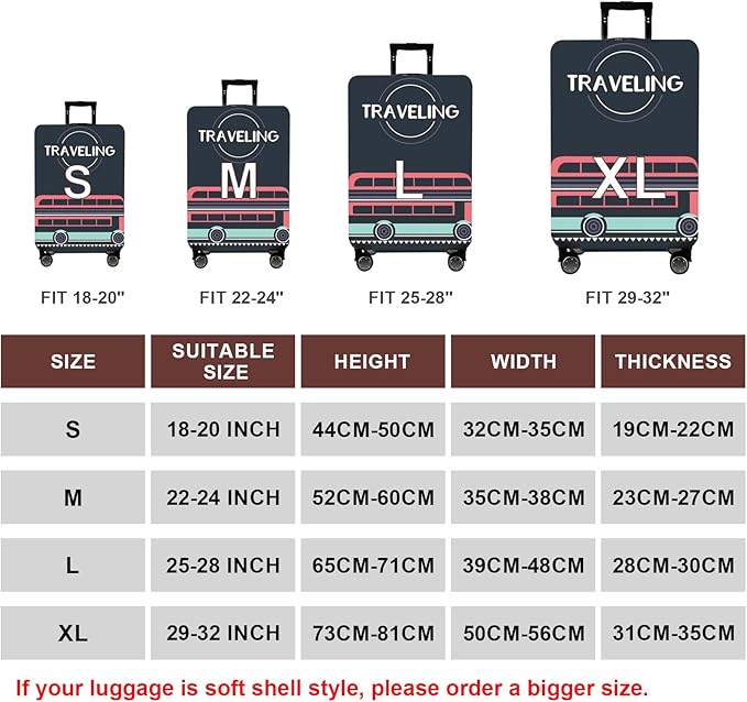 WUJIAONIAO Travel Luggage Cover Baggage Suitcase Cover Protector Skins 18-32 Inch (TRAVELING, XL (for 29-32 inch luggage))