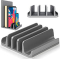 Multiple Laptop Holder Vertical – Adjustable Laptop Vertical Stand Holds 5 Devices, Fits All MacBooks Laptops Tablets and Mobiles (up to 17.3”). Closed Upright Vertical Laptop Stand for Desk