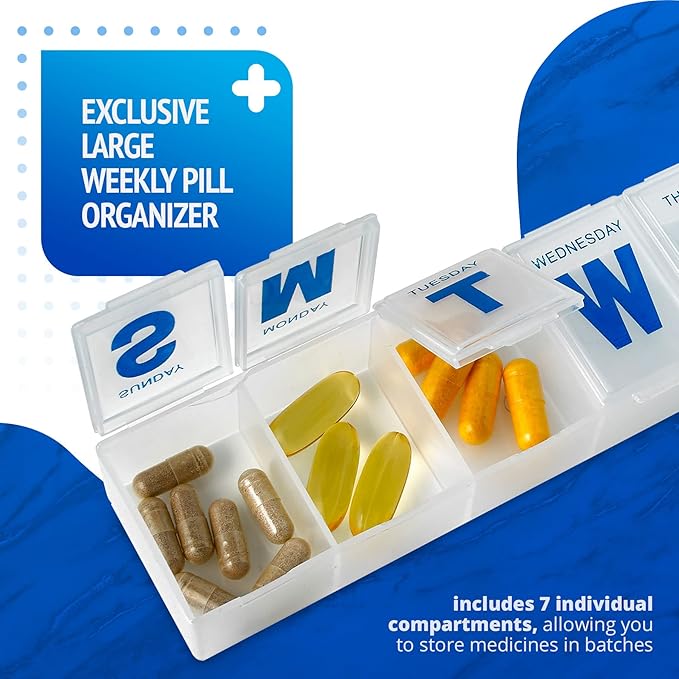 MEDca Weekly Pill Organizer, 7-Day Pill Planner Extra Large, (Bulk Case Pack of 100 Pill Organizers)