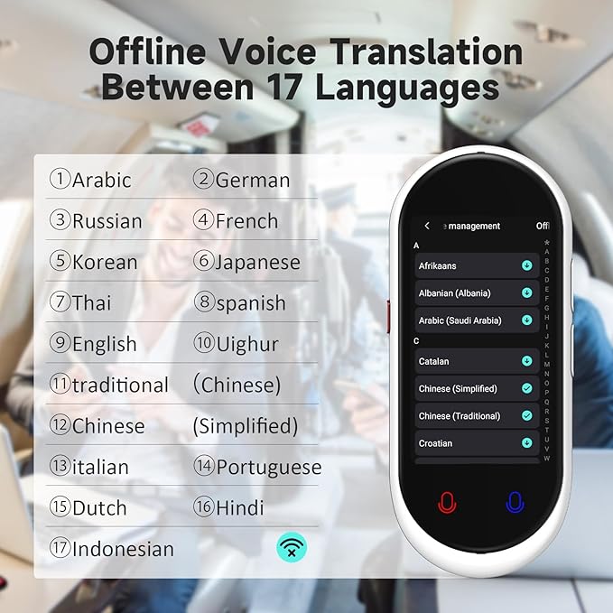 Language Translator Device, Portable Translator No WiFi Needed, Offline Voice Photo Translation, 137 Languages Supported, High Accuracy Translator Device for Travel Business Learning (White)