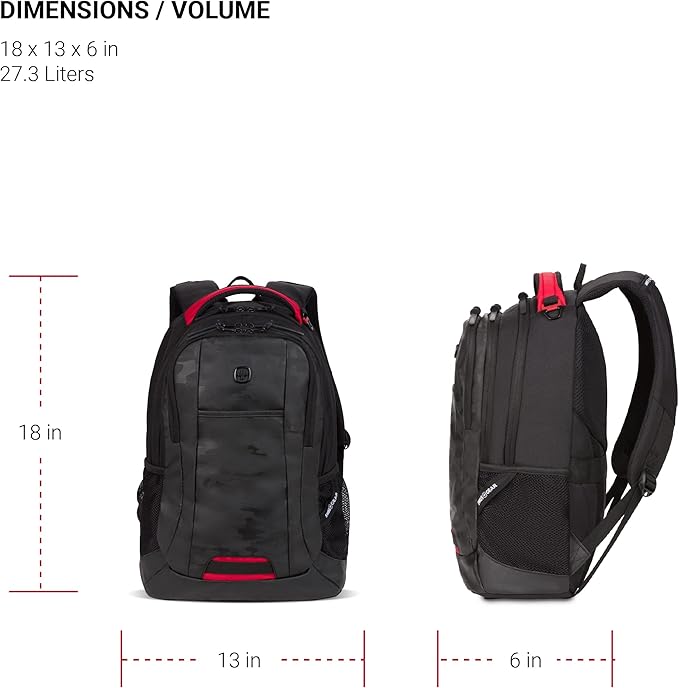 SwissGear Cecil 5505 Laptop Backpack, Camo Noir, 18-Inch
