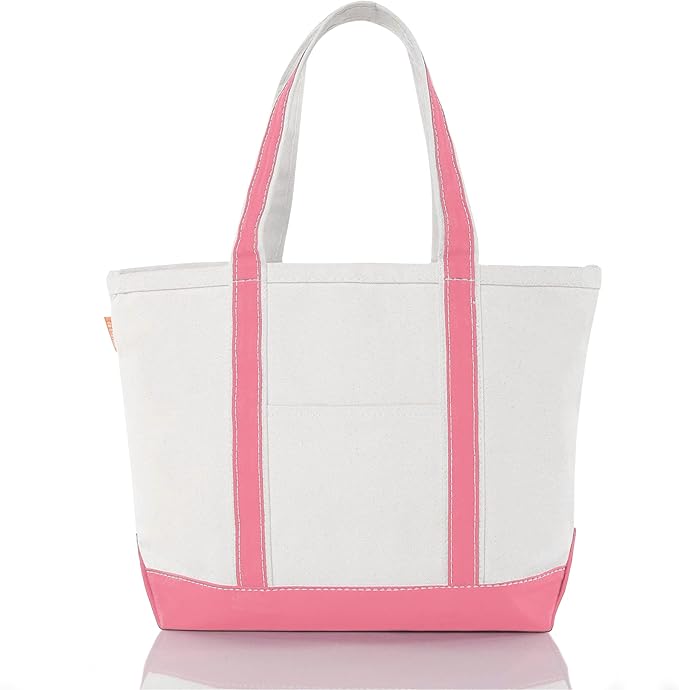CB STATION Medium Classic Canvas Tote Bag for Women, Top Zipper Closure, Outer Pocket, Daily Essentials, Groceries, Traveling