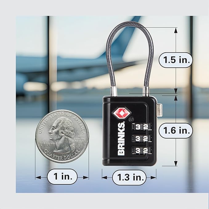 Brinks TSA Accepted Indicator Luggage Lock, Black - Ressetable Combination, New More Secure TSA008 Key, 4 Pack