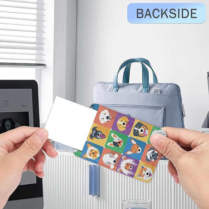 Cartoon Dog Icons Luggage Tags for Suitcase,Cute Dog Breeds Luggage Tags of Set 2 Leather Identifiers Privacy Cover with Stainless Steel Loop for Women Men Travel Bag Suitcase