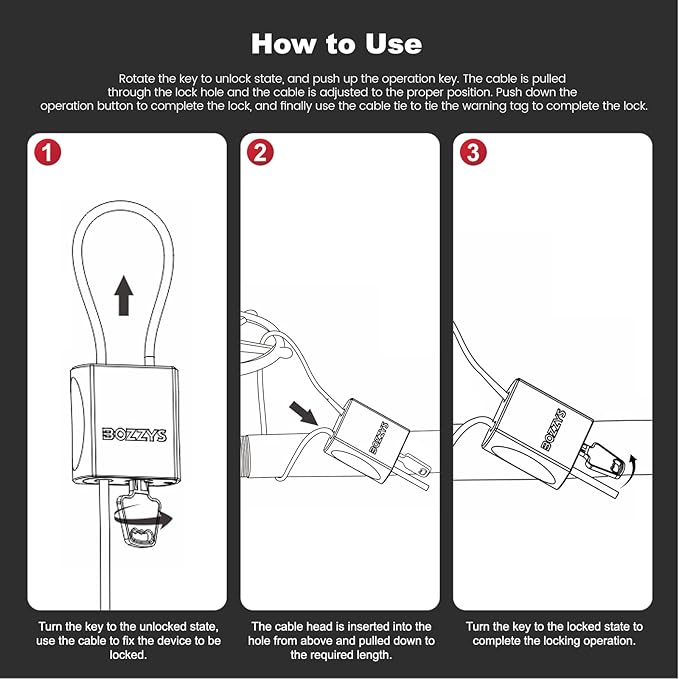 Adjustable Cable Locks with 3 Keys | 3.28ft L x 1/6in D Aluminum Steel Cable Padlock for Bikes, Gate, Lockers & Outdoor Gear | Keyed Different & Red