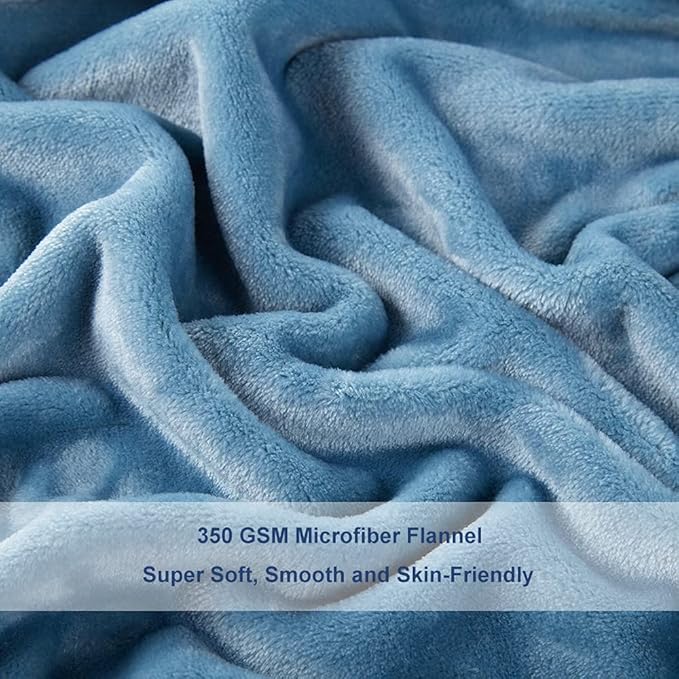 Surii Home Luxury Microfiber Flannel Blanket, Super Soft, Warm, Cozy, Fluffy, and Breathable, Perfect Throws for Bed, Couch, Sofa, for All Season Use. 350GSM Queen Size 90x90 Inches(Sky Blue)