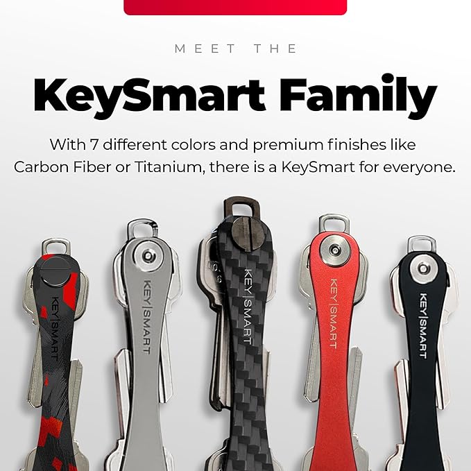 KEYSMART Key Holder for Keychain - Compact Key Organizer for Key Chain, Minimalist Clutter-Free EDC Keychains Key Ring, Black, 14 Keys