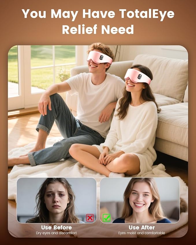 Heated Eye Mask - Cordless Eye Mask for Dry Eyes ｜4 Heating Levels ｜Timer Shutoff Functions｜Washable Dry Eye Relief｜1500mAh｜Sleep & Travel Essential｜Silk Fabric