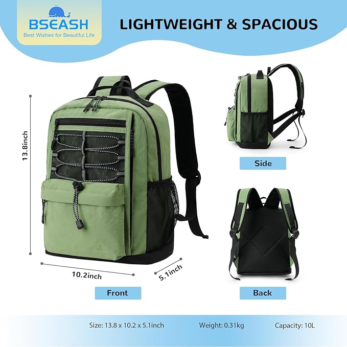 10L Small Size Casual Backpack for Kids Girls Boys Ages 3-9, Mini Waterproof Outdoor Sport Travel Hiking Camping Daypack (Light Purple)
